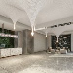 走入建築大廳，漣漪造型的曲面湖頂串連映入眼簾，彷彿反重力一般的漣漪水滴，弧形曲面的造型天花，讓整個(gè)空間昇華成一件藝術(shù)精品。