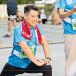 新業(yè)建設(shè)邱正光副總也到場(chǎng)參與這場(chǎng)盛事，在10K賽事後準(zhǔn)確地收操，舒展緊繃肌肉。