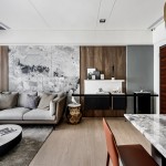 大理石牆與桌巧妙地為生活一一妝點(diǎn)低調(diào)奢華與質(zhì)感，不變的卻是溫馨的日常。