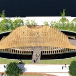 竹跡館由建築師陳羿沖設(shè)計，地處花博葫蘆墩公園第四區(qū)。圖／WAF