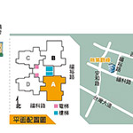 社區(qū)（紅框處）面積約1175坪，位於角地，1樓有6店面。